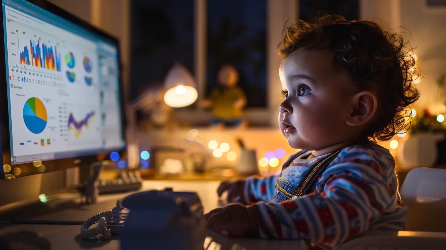 a dynamic scene featuring a young ceo analyzing colorful, interactive seo performance charts on a sleek, modern computer screen, illuminated by a warm, focused desk lamp that highlights his expertise and determination in the digital landscape.