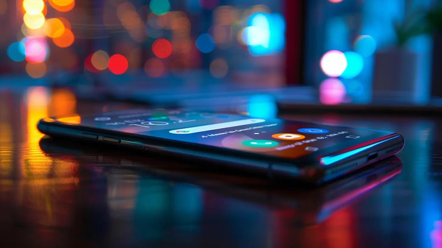 a vibrant, mobile-friendly website interface glows on a sleek smartphone, symbolizing the optimization of voice search experiences, with a backdrop of digital elements suggesting fast load speeds and innovative user engagement strategies.