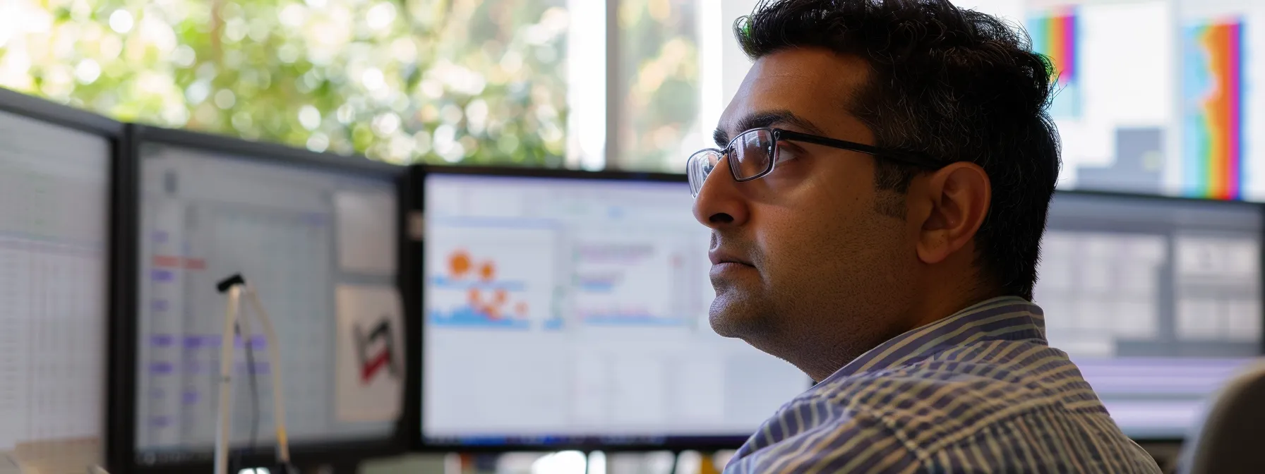 a focused software engineer analyzes complex api testing data on multiple monitors in a sleek, modern office environment, with visual indicators of diverse response formats and version discrepancies highlighting the challenges of ensuring data consistency.