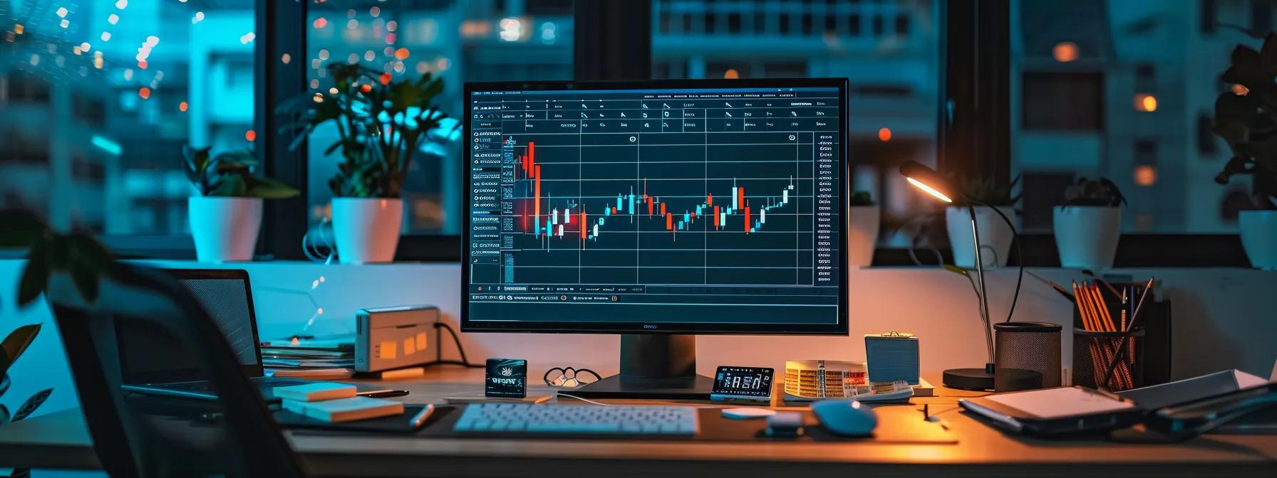 a minimalist office space features a sleek desk with neatly organized files and a digital screen displaying productivity charts, embodying the focused mindset of systematic decluttering and the pursuit of clarity in daily life.