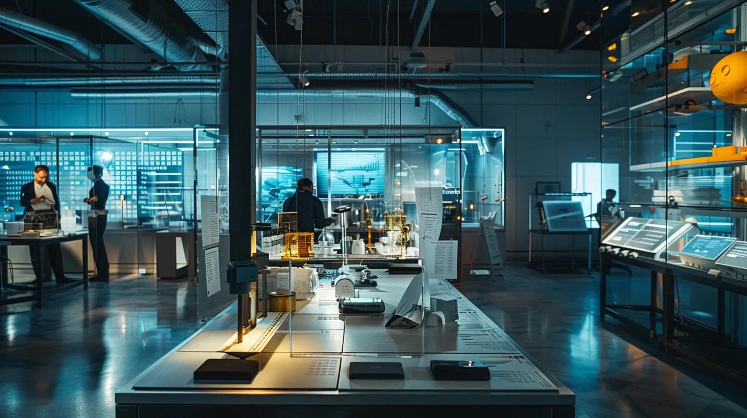 a sleek, modern laboratory filled with advanced climate modeling equipment showcases scientists intently analyzing data charts and ice core samples, highlighting the vital connection between ice age phenomena and contemporary climate science.
