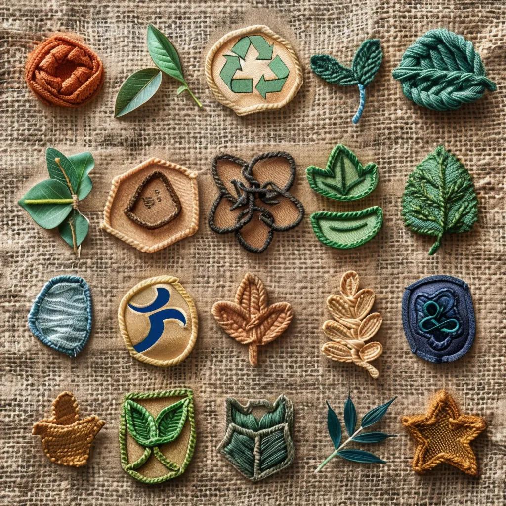 Various sustainability certification logos representing ethical fashion standards