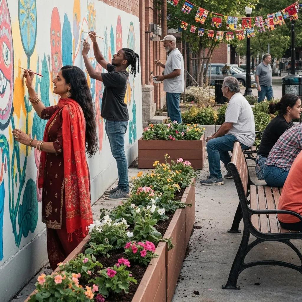 Community members collaborating on placemaking, highlighting local culture and engagement