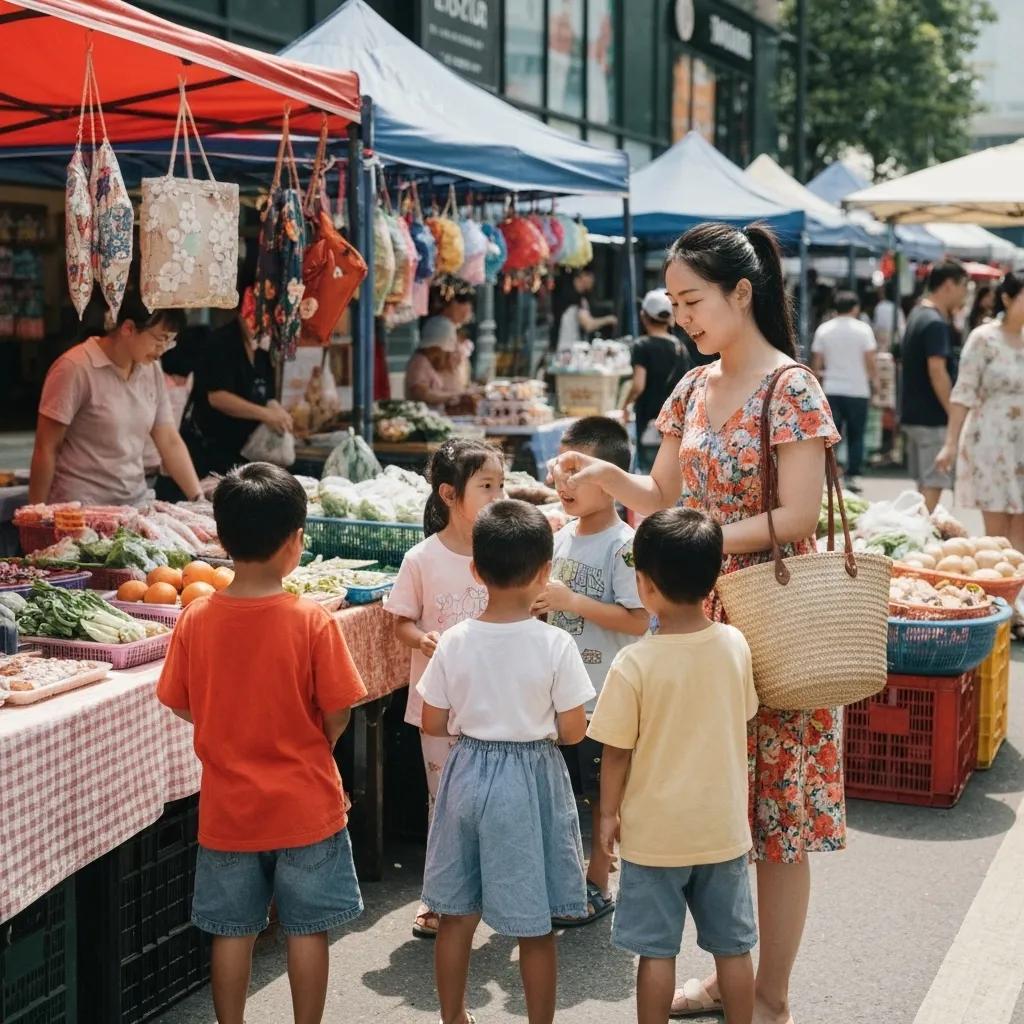 Contrast between a vibrant local market and a generic shopping mall, illustrating urban homogenization