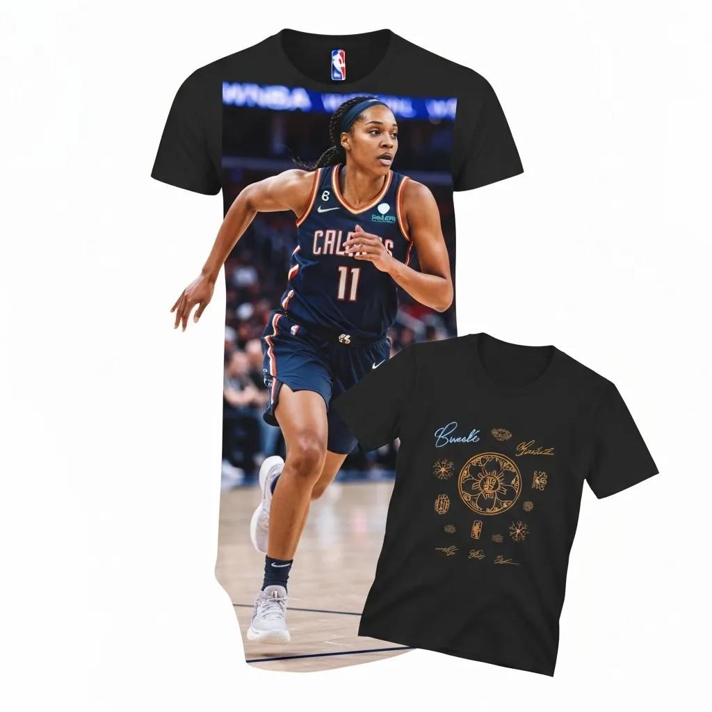 Beliebte WNBA-Spielerin in Aktion, die während eines Spiels ein signiertes Trikot trägt